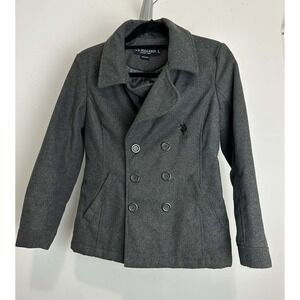 US Polo Assn Gray Wool Blend Pea Coat Womens Medium